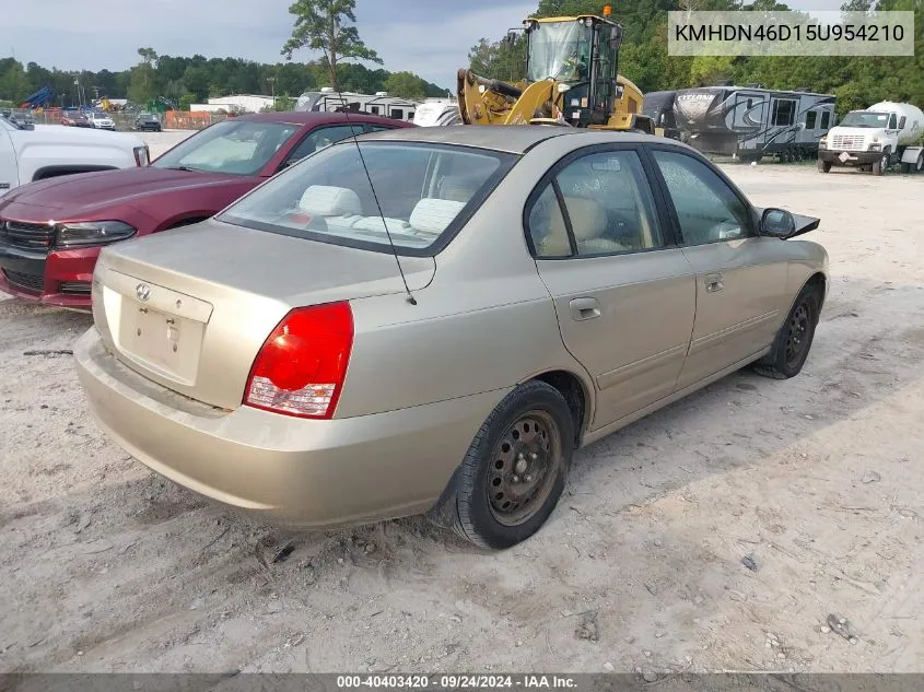 2005 Hyundai Elantra Gls/Gt VIN: KMHDN46D15U954210 Lot: 40403420