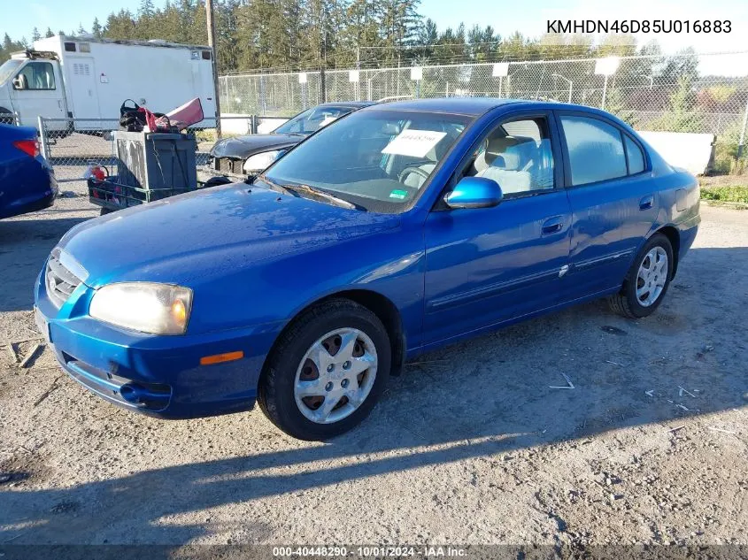 2005 Hyundai Elantra Gls/Gt VIN: KMHDN46D85U016883 Lot: 40448290