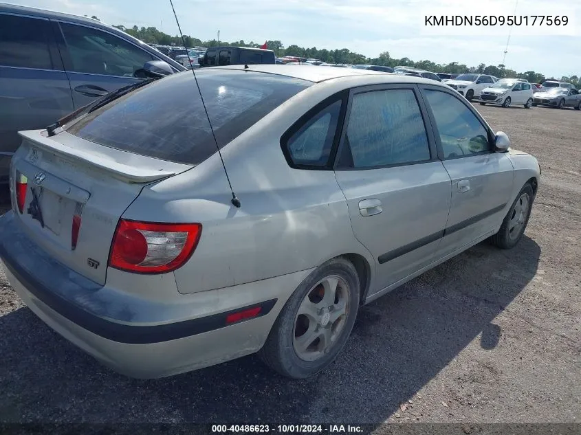 2005 Hyundai Elantra Gls/Gt VIN: KMHDN56D95U177569 Lot: 40486623