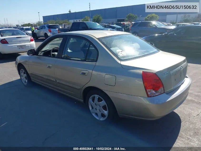 2005 Hyundai Elantra Gls/Gt VIN: KMHDN46D65U150632 Lot: 40502641