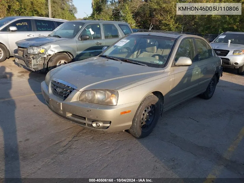 2005 Hyundai Elantra Gls/Gt VIN: KMHDN46D05U110806 Lot: 40506168