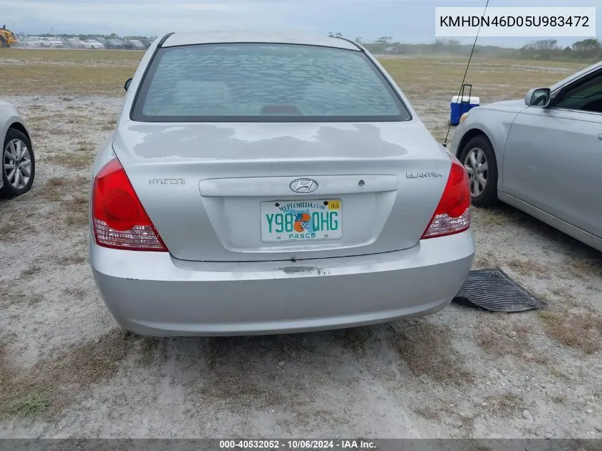 2005 Hyundai Elantra Gls/Gt VIN: KMHDN46D05U983472 Lot: 40532052