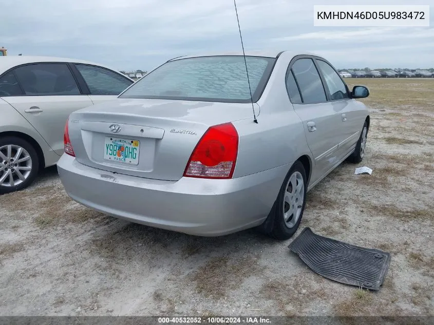 2005 Hyundai Elantra Gls/Gt VIN: KMHDN46D05U983472 Lot: 40532052