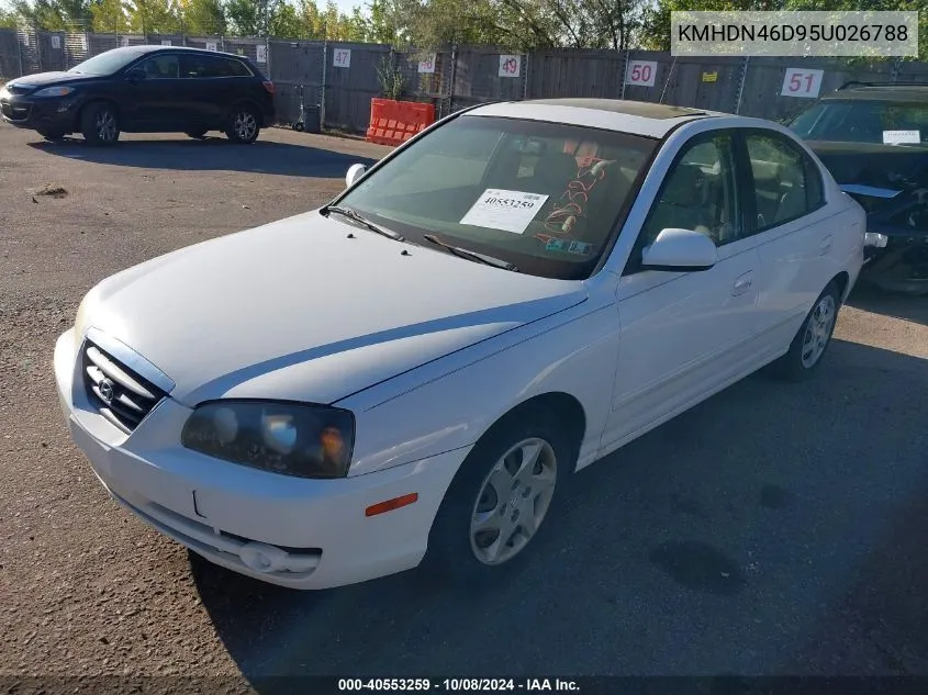 2005 Hyundai Elantra Gls/Gt VIN: KMHDN46D95U026788 Lot: 40553259