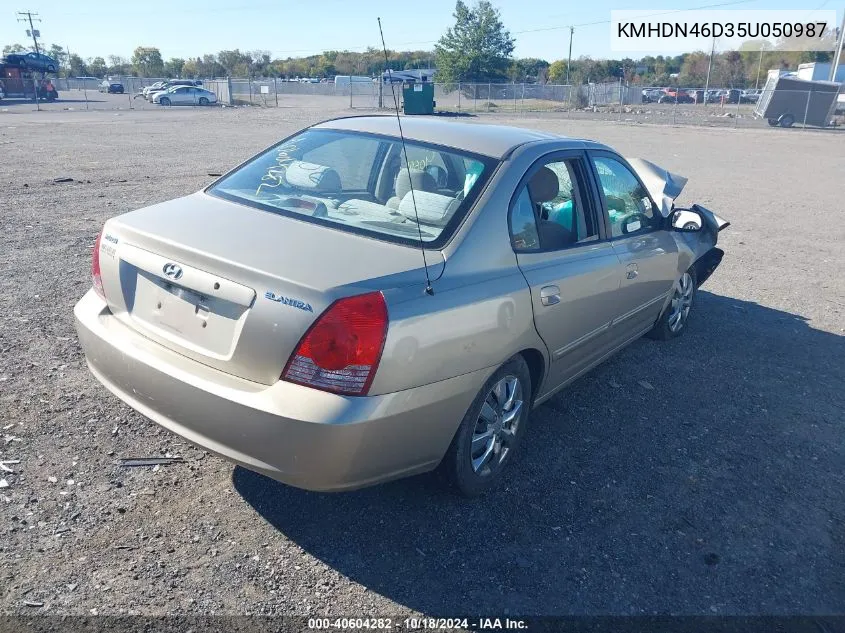 2005 Hyundai Elantra Gls/Gt VIN: KMHDN46D35U050987 Lot: 40604282