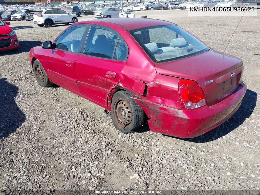 2005 Hyundai Elantra Gls/Gt VIN: KMHDN46D65U936625 Lot: 40691844