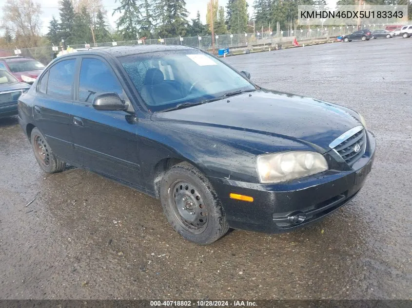 2005 Hyundai Elantra Gls/Gt VIN: KMHDN46DX5U183343 Lot: 40718802