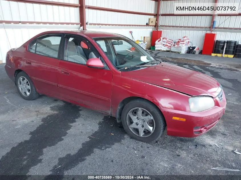 2005 Hyundai Elantra Gls/Gt VIN: KMHDN46D45U073792 Lot: 40735569