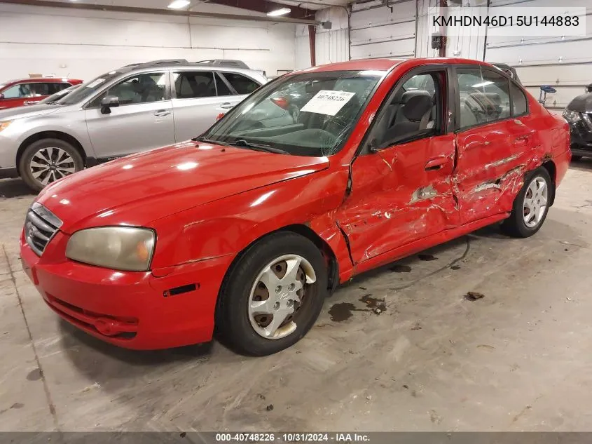 2005 Hyundai Elantra Gls/Gt VIN: KMHDN46D15U144883 Lot: 40748226