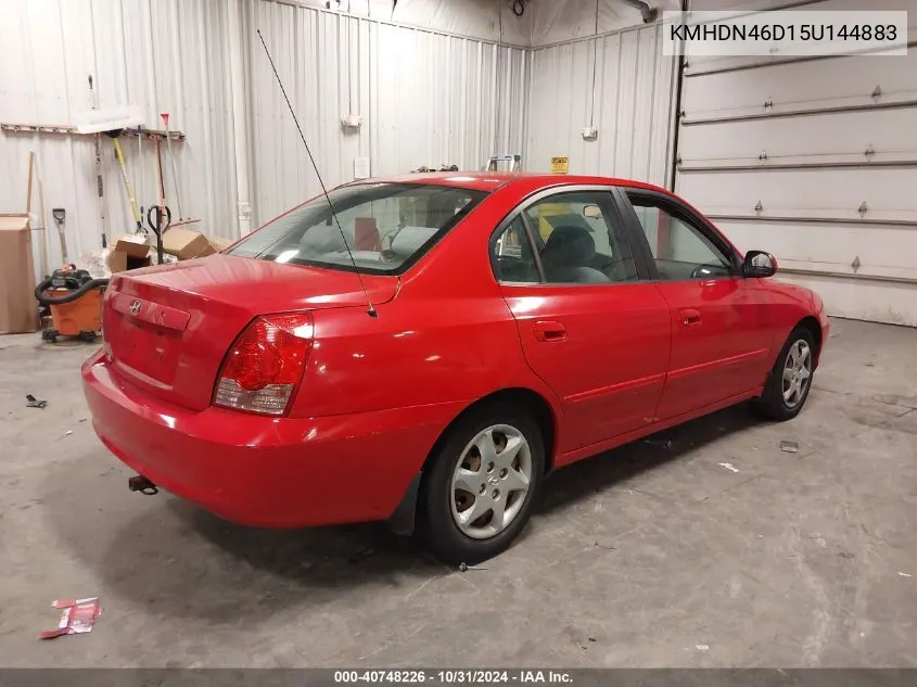 2005 Hyundai Elantra Gls/Gt VIN: KMHDN46D15U144883 Lot: 40748226