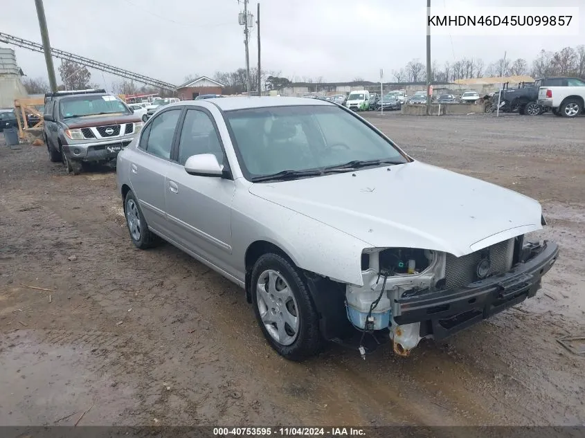 2005 Hyundai Elantra Gls/Gt VIN: KMHDN46D45U099857 Lot: 40753595