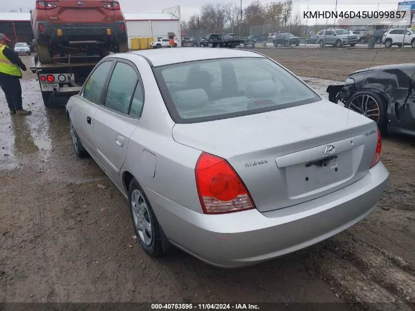 2005 Hyundai Elantra Gls/Gt VIN: KMHDN46D45U099857 Lot: 40753595