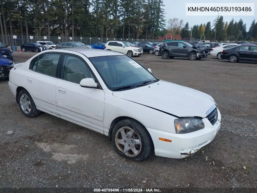 2005 Hyundai Elantra Gls/Gt VIN: KMHDN46D55U193486 Lot: 40789496