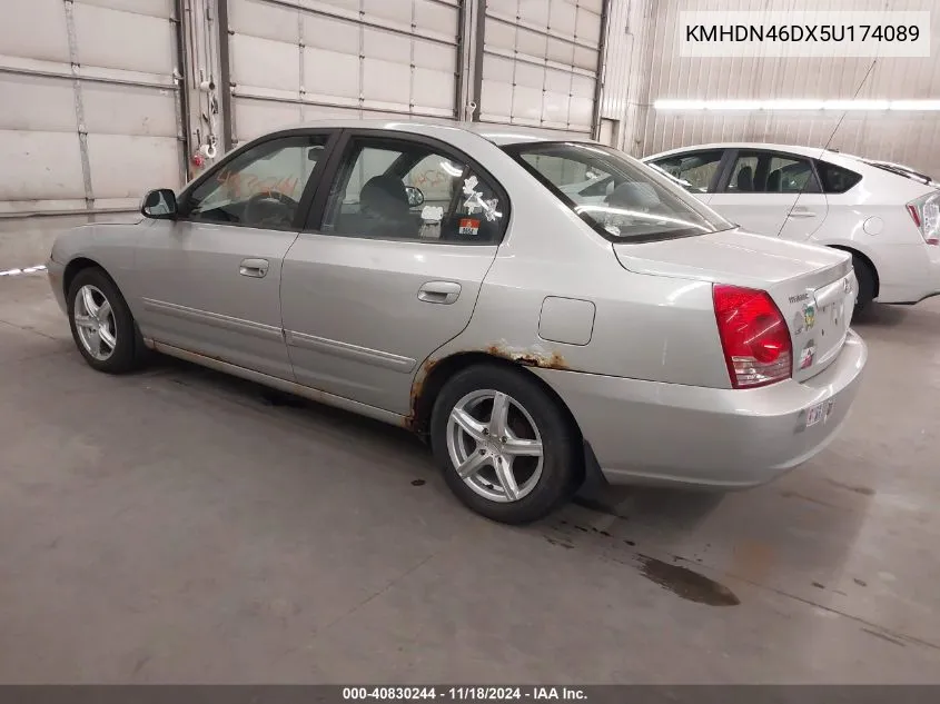 2005 Hyundai Elantra Gls/Gt VIN: KMHDN46DX5U174089 Lot: 40830244