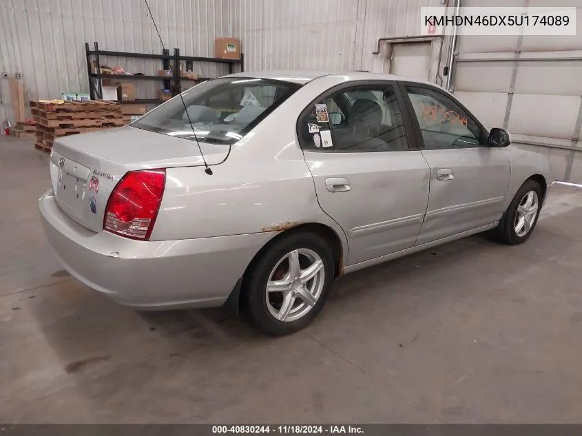 2005 Hyundai Elantra Gls/Gt VIN: KMHDN46DX5U174089 Lot: 40830244