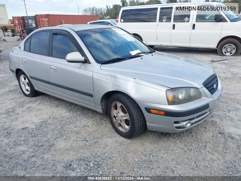 2005 Hyundai Elantra Gls/Gt VIN: KMHDN46D65U019359 Lot: 40838622