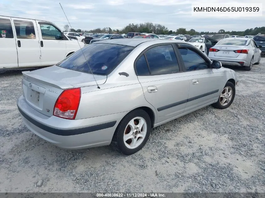 2005 Hyundai Elantra Gls/Gt VIN: KMHDN46D65U019359 Lot: 40838622