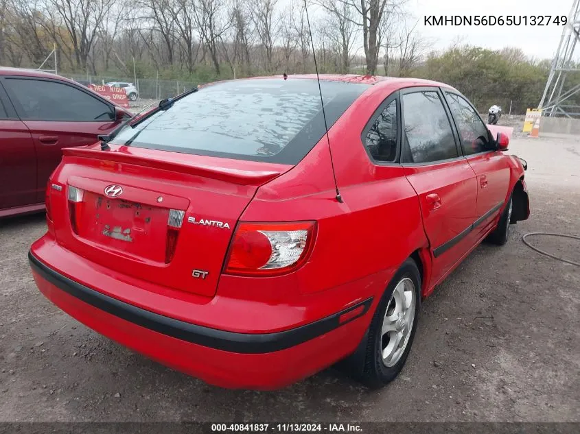 2005 Hyundai Elantra Gls/Gt VIN: KMHDN56D65U132749 Lot: 40841837