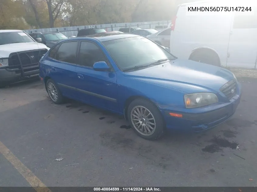 2005 Hyundai Elantra Gls/Gt VIN: KMHDN56D75U147244 Lot: 40854599