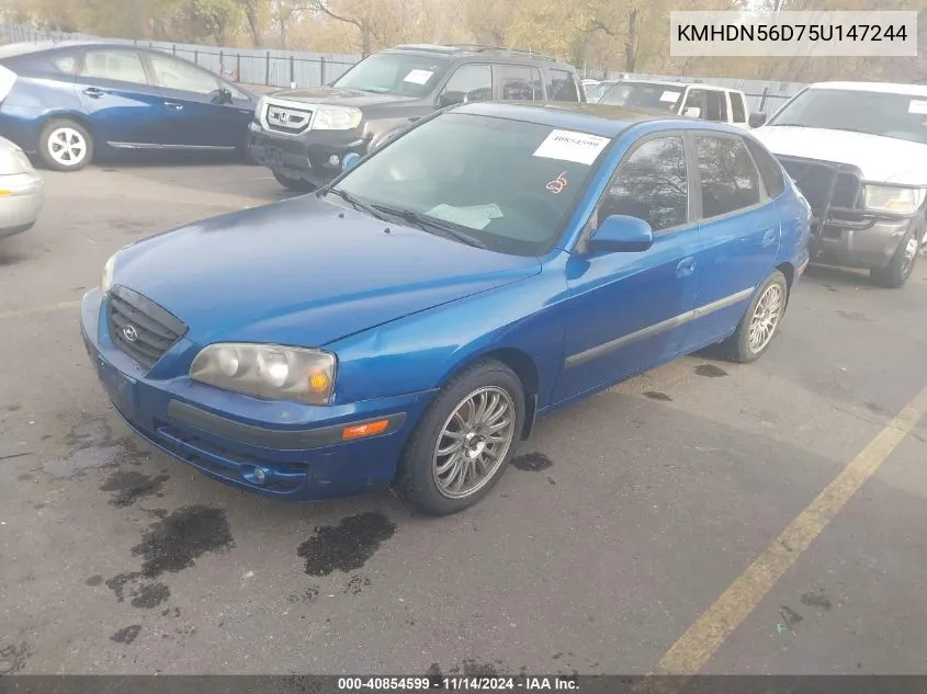 2005 Hyundai Elantra Gls/Gt VIN: KMHDN56D75U147244 Lot: 40854599