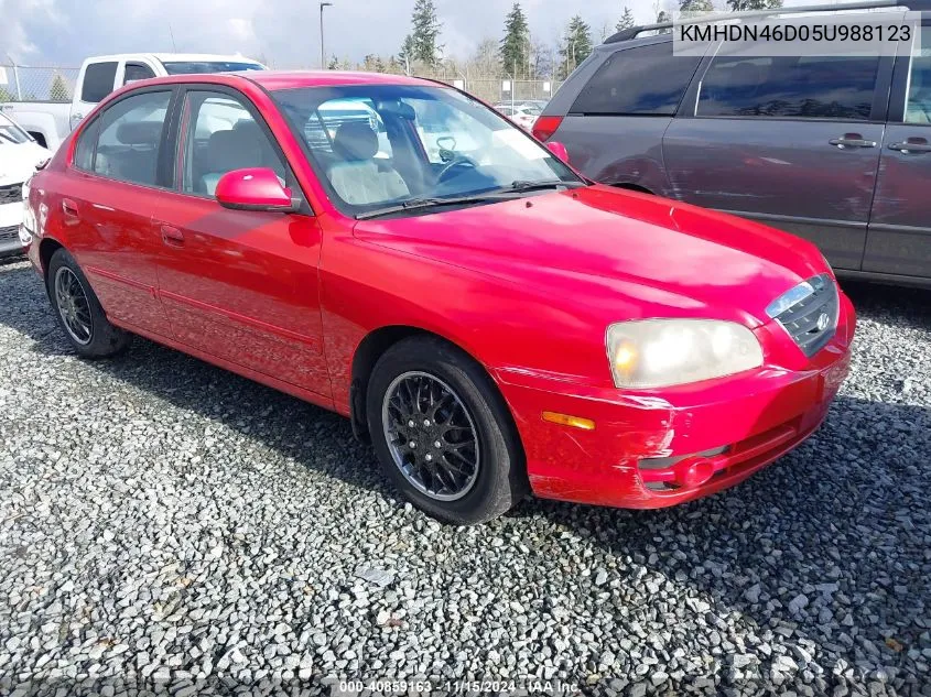 2005 Hyundai Elantra Gls/Gt VIN: KMHDN46D05U988123 Lot: 40859163