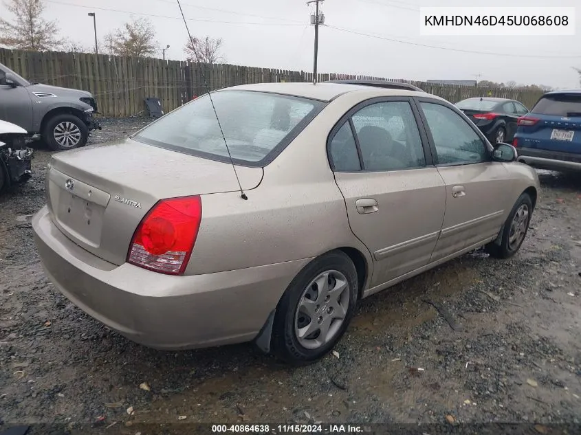 2005 Hyundai Elantra Gls/Gt VIN: KMHDN46D45U068608 Lot: 40864638