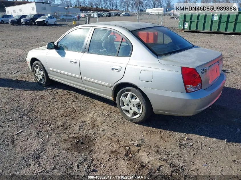 2005 Hyundai Elantra Gls/Gt VIN: KMHDN46D85U989388 Lot: 40882817