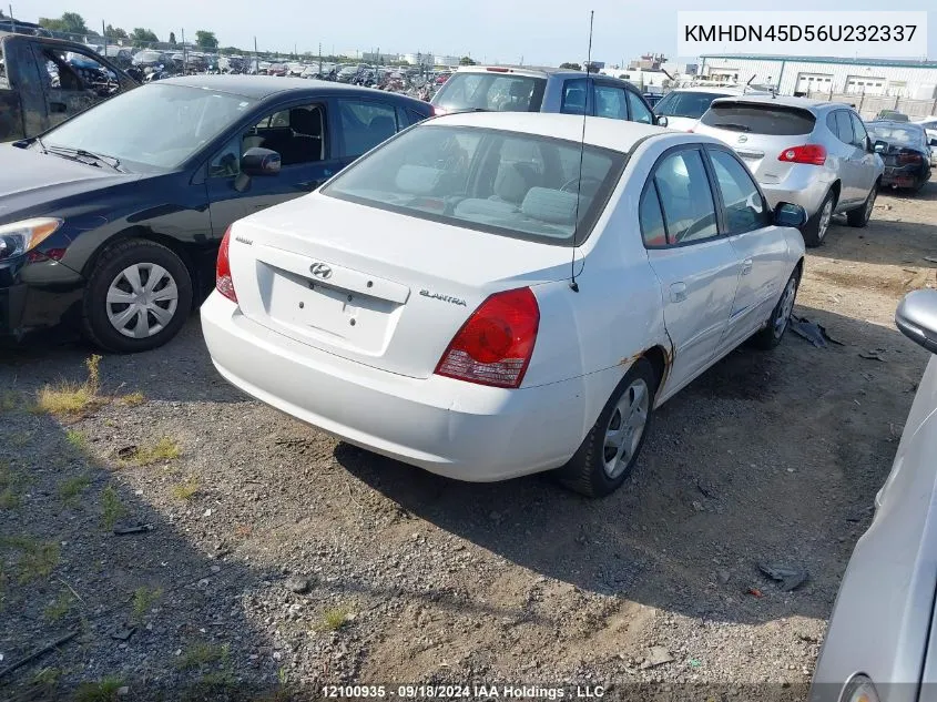 2006 Hyundai Elantra VIN: KMHDN45D56U232337 Lot: 12100935