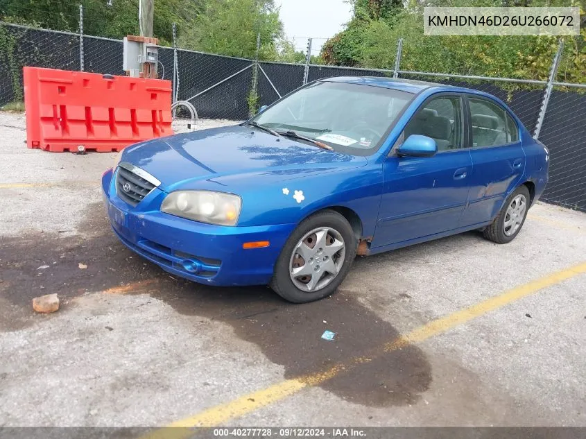 2006 Hyundai Elantra Gls/Limited VIN: KMHDN46D26U266072 Lot: 40277728