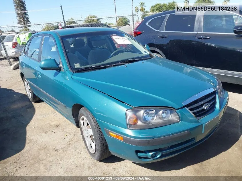 2006 Hyundai Elantra Gls/Gt VIN: KMHDN56D86U184238 Lot: 40301259