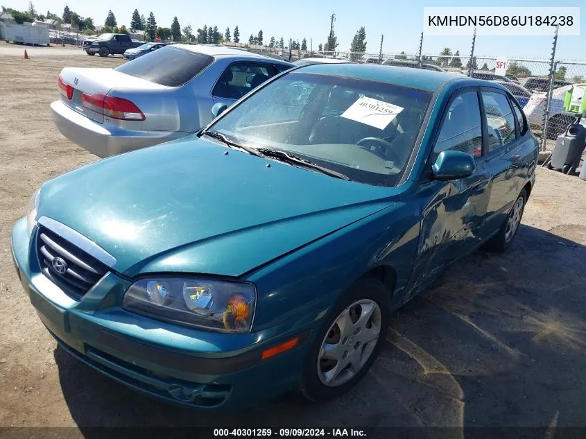 2006 Hyundai Elantra Gls/Gt VIN: KMHDN56D86U184238 Lot: 40301259