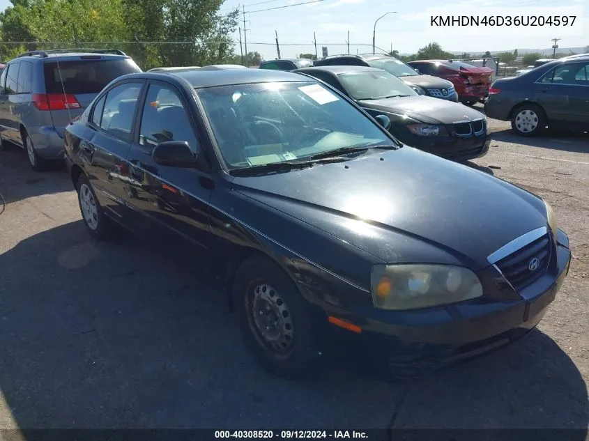 2006 Hyundai Elantra Gls/Limited VIN: KMHDN46D36U204597 Lot: 40308520