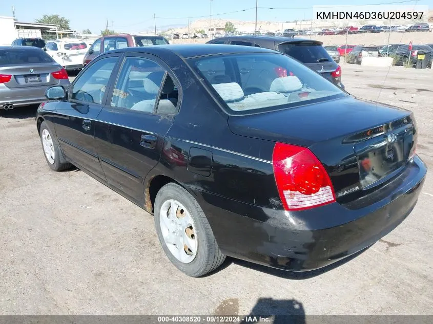 KMHDN46D36U204597 2006 Hyundai Elantra Gls/Limited