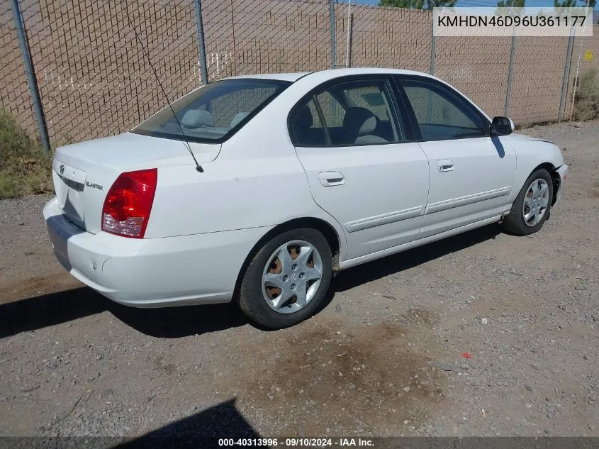 2006 Hyundai Elantra Gls/Limited VIN: KMHDN46D96U361177 Lot: 40313996