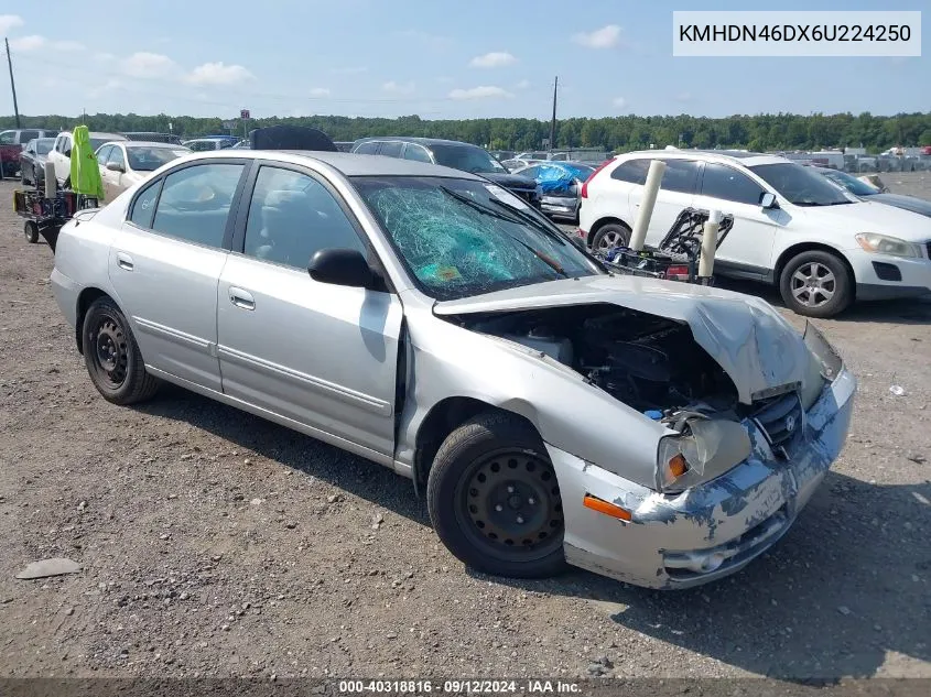 2006 Hyundai Elantra Gls/Gt/Limited VIN: KMHDN46DX6U224250 Lot: 40318816