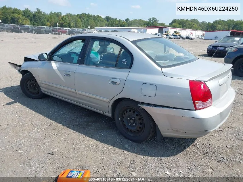 2006 Hyundai Elantra Gls/Gt/Limited VIN: KMHDN46DX6U224250 Lot: 40318816