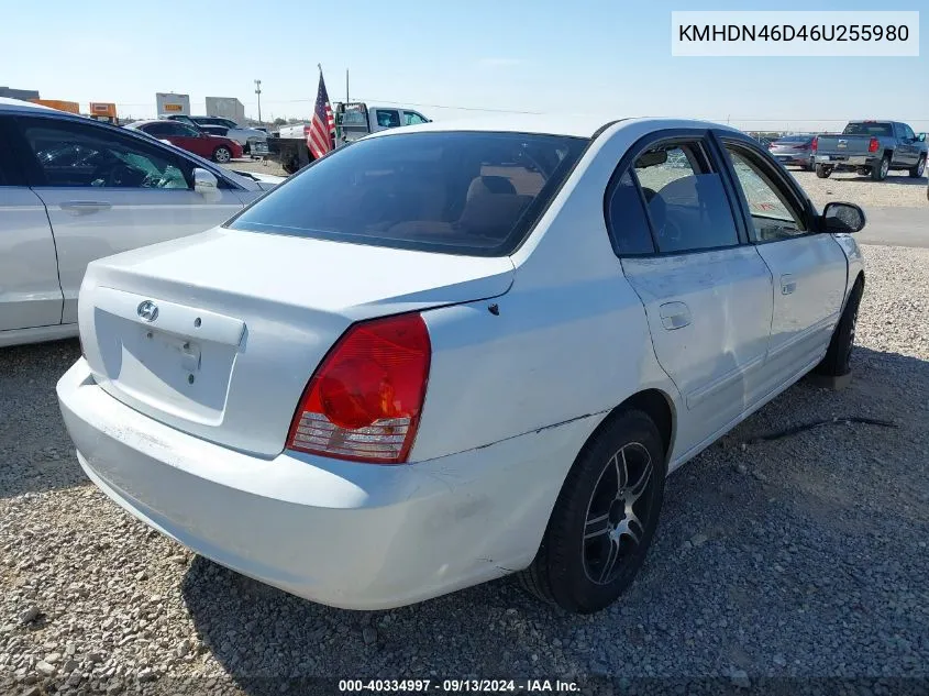 2006 Hyundai Elantra Gls/Gt/Limited VIN: KMHDN46D46U255980 Lot: 40334997