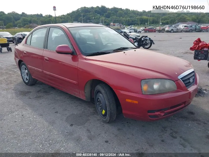 2006 Hyundai Elantra Gls/Limited VIN: KMHDN46D76U198660 Lot: 40338145