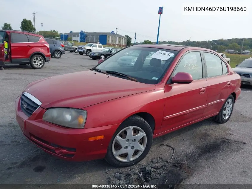 2006 Hyundai Elantra Gls/Limited VIN: KMHDN46D76U198660 Lot: 40338145