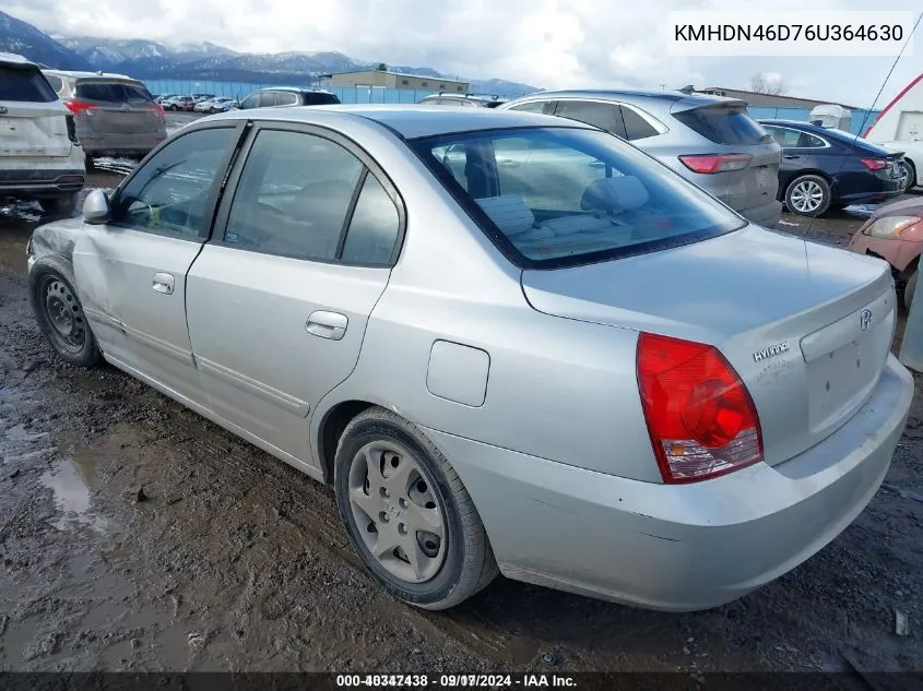 2006 Hyundai Elantra Gls/Limited VIN: KMHDN46D76U364630 Lot: 40347438