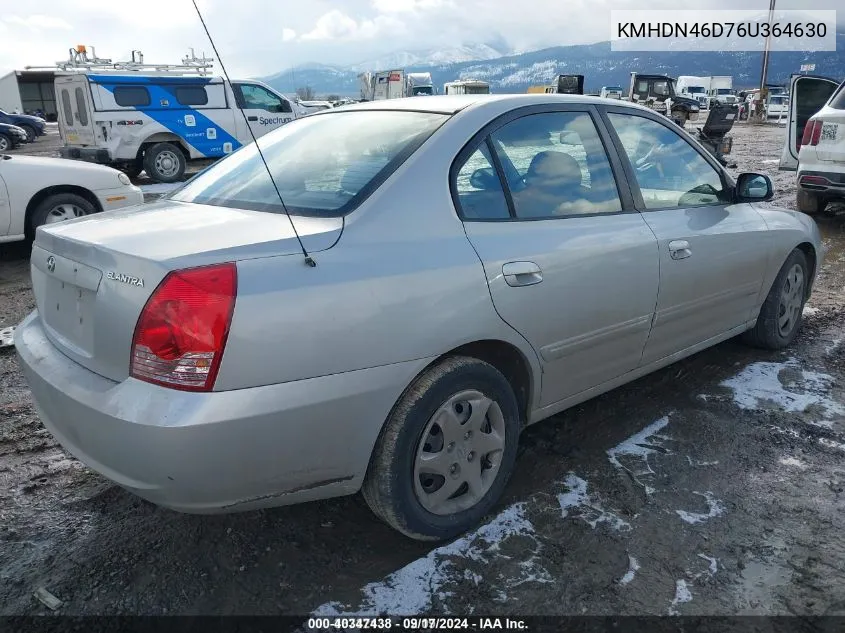 2006 Hyundai Elantra Gls/Limited VIN: KMHDN46D76U364630 Lot: 40347438