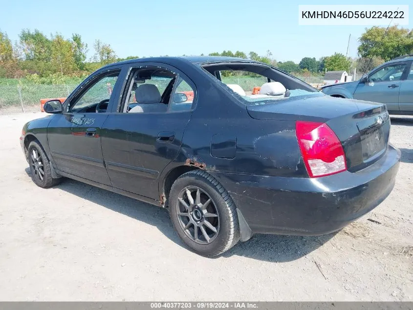 2006 Hyundai Elantra Gls/Limited VIN: KMHDN46D56U224222 Lot: 40377203