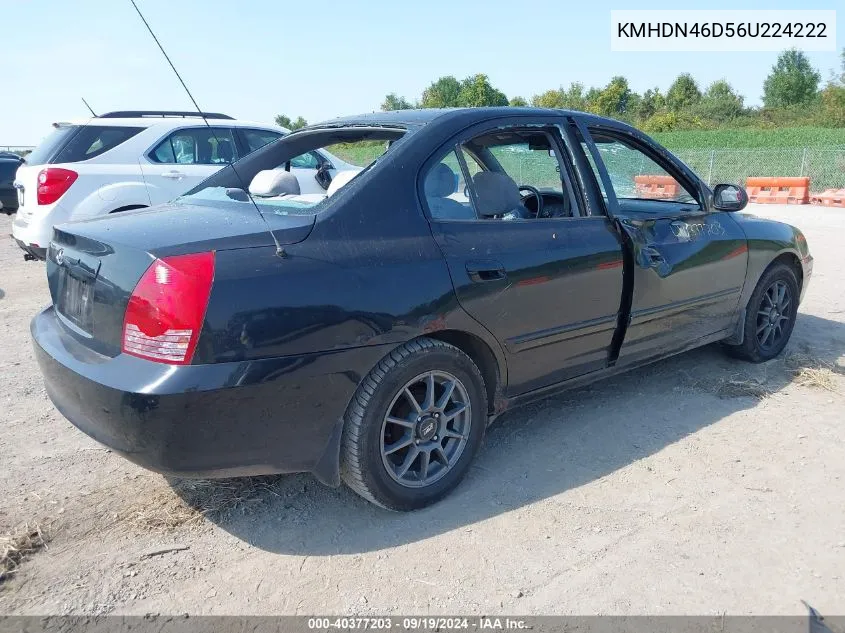 2006 Hyundai Elantra Gls/Limited VIN: KMHDN46D56U224222 Lot: 40377203