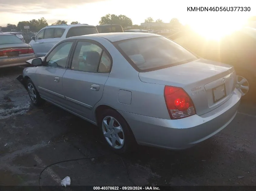 2006 Hyundai Elantra Gls/Limited VIN: KMHDN46D56U377330 Lot: 40378622