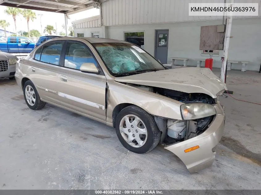 2006 Hyundai Elantra Gls/Limited VIN: KMHDN46D56U363976 Lot: 40382562