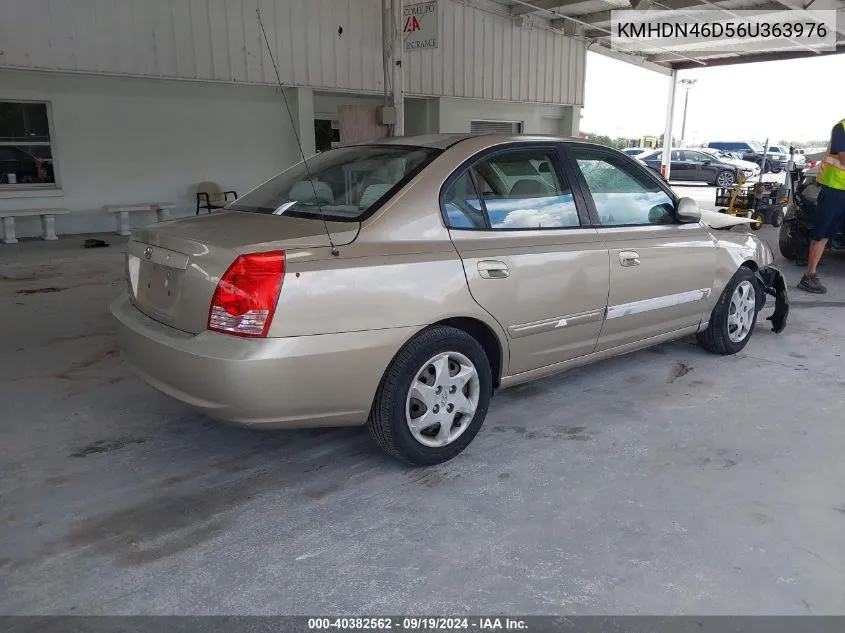 2006 Hyundai Elantra Gls/Limited VIN: KMHDN46D56U363976 Lot: 40382562