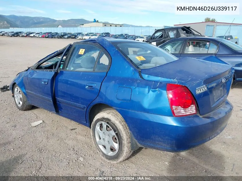 2006 Hyundai Elantra Gls/Gt/Limited VIN: KMHDN46D26U339117 Lot: 40404318