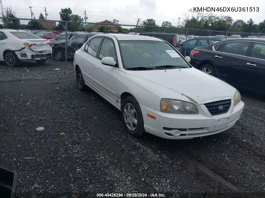 2006 Hyundai Elantra Gls/Gt/Limited VIN: KMHDN46DX6U361513 Lot: 40426294