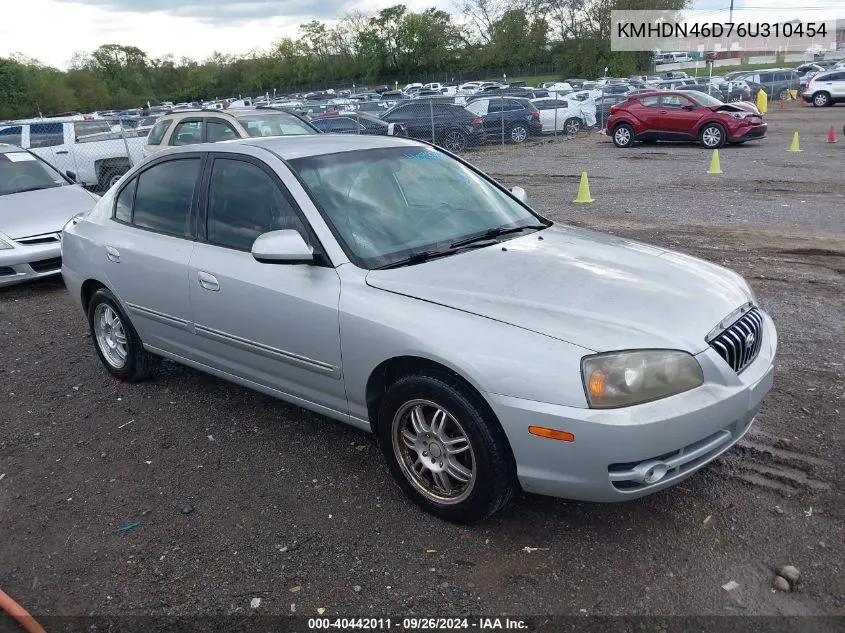 2006 Hyundai Elantra Gls/Limited VIN: KMHDN46D76U310454 Lot: 40442011