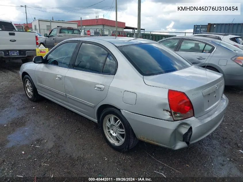 2006 Hyundai Elantra Gls/Limited VIN: KMHDN46D76U310454 Lot: 40442011